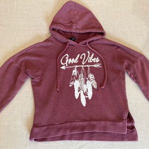 Rue 21 Maroon Crop Top Hoodie No Pockets Size Medium